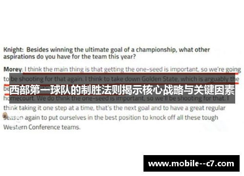 西部第一球队的制胜法则揭示核心战略与关键因素 西部第一球队的制胜法则揭示核心战略与关键因素