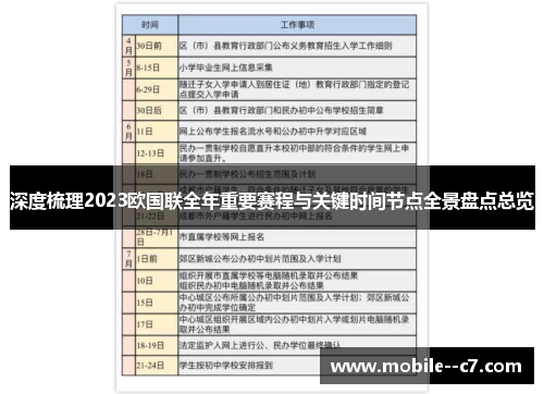 深度梳理2023欧国联全年重要赛程与关键时间节点全景盘点总览