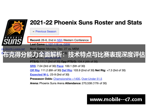 布克得分能力全面解析：技术特点与比赛表现深度评估