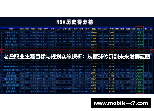 老詹职业生涯目标与规划实施探析：从篮球传奇到未来发展蓝图